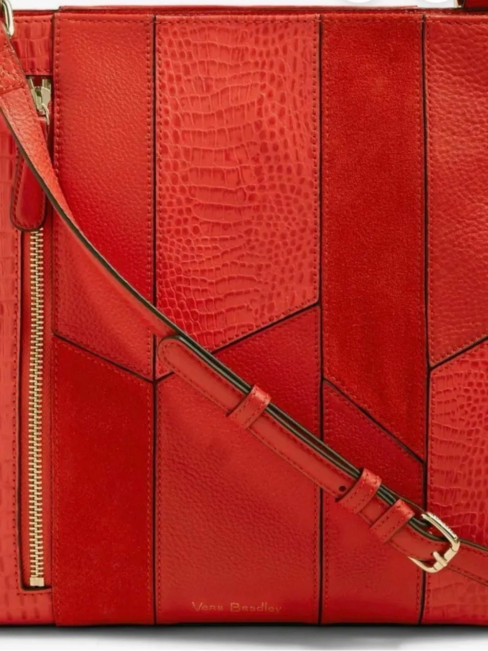 Vera Bradley Molly Red Textured Leather Crossbody Bag